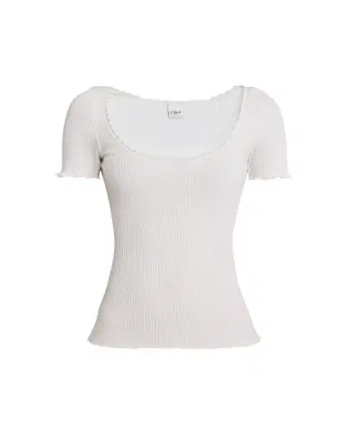 Chloé Lace-Trim Ribbed Scoop-Neck Top | Thumbnail 1 Chloé Lace-Trim Ribbed Scoop-Neck Top | Thumbnail 1