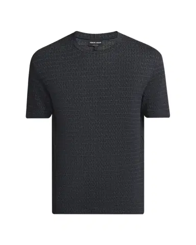 Giorgio Armani Men's Viscose Geometric Textured Crewneck T-Shirt | Thumbnail 1 Giorgio Armani Men's Viscose Geometric Textured Crewneck T-Shirt | Thumbnail 1