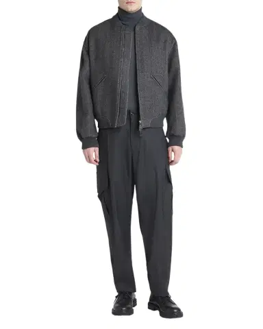 Giorgio Armani Men's Herringbone Cashmere and Wool Bomber Jacket | Thumbnail 1 Giorgio Armani Men's Herringbone Cashmere and Wool Bomber Jacket | Thumbnail 1