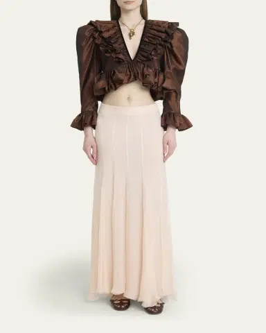 Chloé Ruffle-Trim Cropped Blouse | Thumbnail 2 Chloé Ruffle-Trim Cropped Blouse | Thumbnail 2