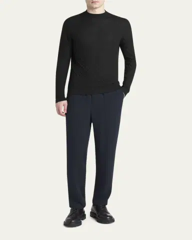 Giorgio Armani Men's Quadrant Knit Cashmere and Silk Crewneck Sweater | Thumbnail 2 Giorgio Armani Men's Quadrant Knit Cashmere and Silk Crewneck Sweater | Thumbnail 2