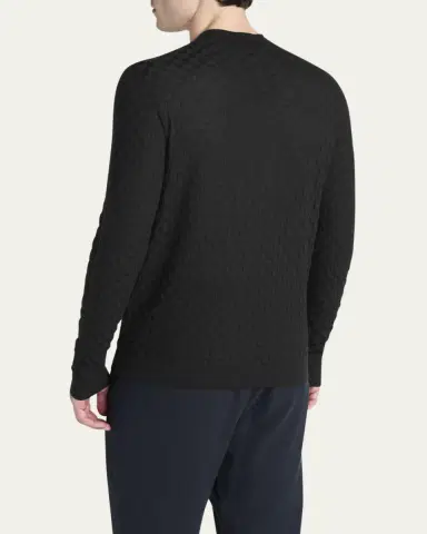 Giorgio Armani Men's Quadrant Knit Cashmere and Silk Crewneck Sweater | Thumbnail 3 Giorgio Armani Men's Quadrant Knit Cashmere and Silk Crewneck Sweater | Thumbnail 3