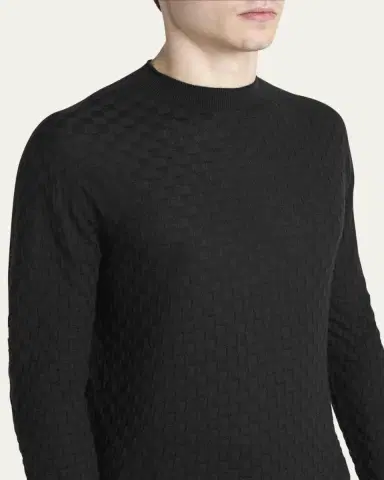 Giorgio Armani Men's Quadrant Knit Cashmere and Silk Crewneck Sweater | Thumbnail 5 Giorgio Armani Men's Quadrant Knit Cashmere and Silk Crewneck Sweater | Thumbnail 5