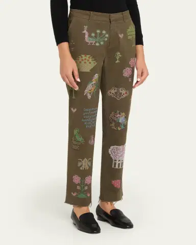 Libertine Needlepoint Embellished Slim-Leg Ankle Chino Pants | Thumbnail 4 Libertine Needlepoint Embellished Slim-Leg Ankle Chino Pants | Thumbnail 4