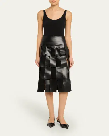 A.W.A.K.E. MODE Faux Leather Multi-Rectangle Midi Skirt | Thumbnail 2 A.W.A.K.E. MODE Faux Leather Multi-Rectangle Midi Skirt | Thumbnail 2