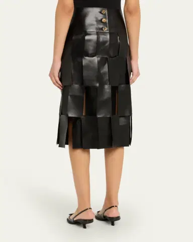 A.W.A.K.E. MODE Faux Leather Multi-Rectangle Midi Skirt | Thumbnail 3 A.W.A.K.E. MODE Faux Leather Multi-Rectangle Midi Skirt | Thumbnail 3
