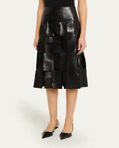 A.W.A.K.E. MODE Faux Leather Multi-Rectangle Midi Skirt | Thumbnail 4 A.W.A.K.E. MODE Faux Leather Multi-Rectangle Midi Skirt | Thumbnail 4