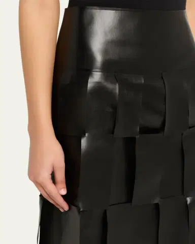 A.W.A.K.E. MODE Faux Leather Multi-Rectangle Midi Skirt | Thumbnail 5 A.W.A.K.E. MODE Faux Leather Multi-Rectangle Midi Skirt | Thumbnail 5