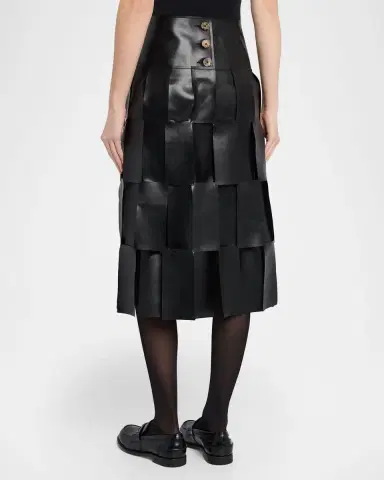 A.W.A.K.E. MODE Faux Leather Multi-Rectangle Midi Skirt | Thumbnail 7 A.W.A.K.E. MODE Faux Leather Multi-Rectangle Midi Skirt | Thumbnail 7