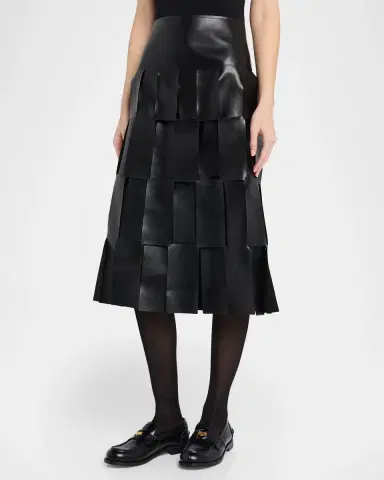 A.W.A.K.E. MODE Faux Leather Multi-Rectangle Midi Skirt | Thumbnail 8 A.W.A.K.E. MODE Faux Leather Multi-Rectangle Midi Skirt | Thumbnail 8