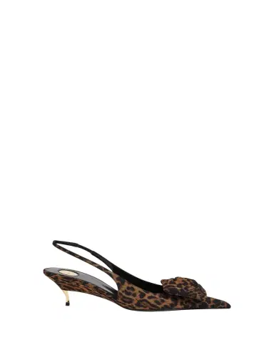 Saint Laurent Dakota Rose Leopard Satin Slingback Pumps | Thumbnail 1 Saint Laurent Dakota Rose Leopard Satin Slingback Pumps | Thumbnail 1