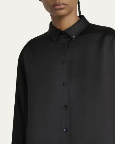 Proenza Schouler White Label Caroline Button-Front Crepe Shirt | Thumbnail 5 Proenza Schouler White Label Caroline Button-Front Crepe Shirt | Thumbnail 5