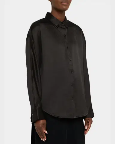Proenza Schouler White Label Caroline Button-Front Crepe Shirt | Thumbnail 8 Proenza Schouler White Label Caroline Button-Front Crepe Shirt | Thumbnail 8