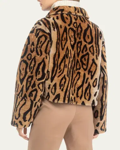 Gorski Ocelot-Print Shearling Lamb Zip Jacket | Thumbnail 3 Gorski Ocelot-Print Shearling Lamb Zip Jacket | Thumbnail 3