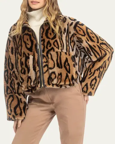 Gorski Ocelot-Print Shearling Lamb Zip Jacket | Thumbnail 4 Gorski Ocelot-Print Shearling Lamb Zip Jacket | Thumbnail 4