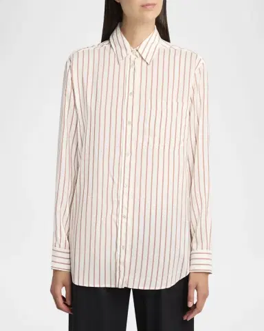 THE ROW Gavina Striped Silk Poplin Button-Down Shirt | Thumbnail 8 THE ROW Gavina Striped Silk Poplin Button-Down Shirt | Thumbnail 8