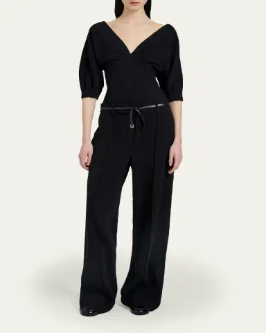 Proenza Schouler Darena V-Neck Compact Stretch Crepe Top | Thumbnail 2 Proenza Schouler Darena V-Neck Compact Stretch Crepe Top | Thumbnail 2