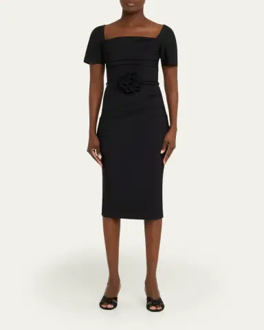 Chiara Boni La Petite Robe Bahir Bodycon Floral Applique Midi Dress | Thumbnail 2 Chiara Boni La Petite Robe Bahir Bodycon Floral Applique Midi Dress | Thumbnail 2