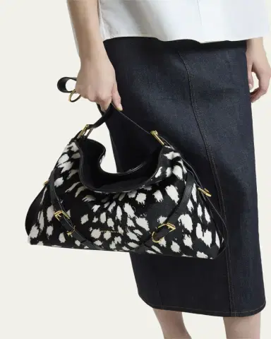 Givenchy Voyou Medium Snow Leopard-Print Calf Hair Shoulder Bag | Thumbnail 2 Givenchy Voyou Medium Snow Leopard-Print Calf Hair Shoulder Bag | Thumbnail 2