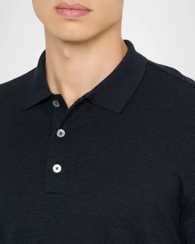 Zegna Men's Cotton and Silk Tipped Polo Shirt | Thumbnail 4 Zegna Men's Cotton and Silk Tipped Polo Shirt | Thumbnail 4