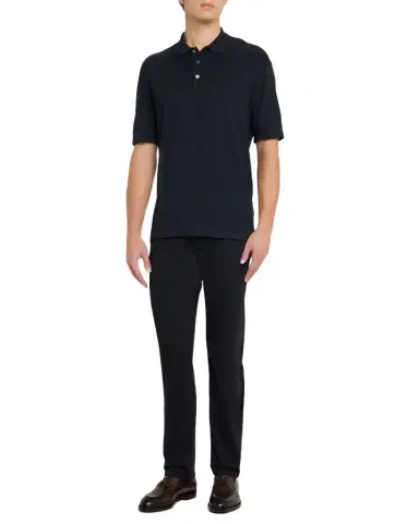 Zegna Men's Cotton and Silk Tipped Polo Shirt | Thumbnail 1 Zegna Men's Cotton and Silk Tipped Polo Shirt | Thumbnail 1