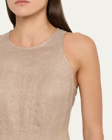 Brunello Cucinelli Metallic Linen Sleeveless Ankle Dress | Thumbnail 5 Brunello Cucinelli Metallic Linen Sleeveless Ankle Dress | Thumbnail 5