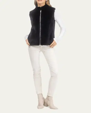 Gorski Select Lamb Shearling Zip Vest with Loro Piana Wool Back | Thumbnail 2 Gorski Select Lamb Shearling Zip Vest with Loro Piana Wool Back | Thumbnail 2