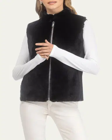 Gorski Select Lamb Shearling Zip Vest with Loro Piana Wool Back | Thumbnail 4 Gorski Select Lamb Shearling Zip Vest with Loro Piana Wool Back | Thumbnail 4