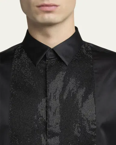 Giorgio Armani Men's Crystal Bib Front Cotton Dress Shirt | Thumbnail 5 Giorgio Armani Men's Crystal Bib Front Cotton Dress Shirt | Thumbnail 5