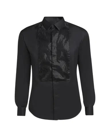Giorgio Armani Men's Crystal Bib Front Cotton Dress Shirt | Thumbnail 1 Giorgio Armani Men's Crystal Bib Front Cotton Dress Shirt | Thumbnail 1