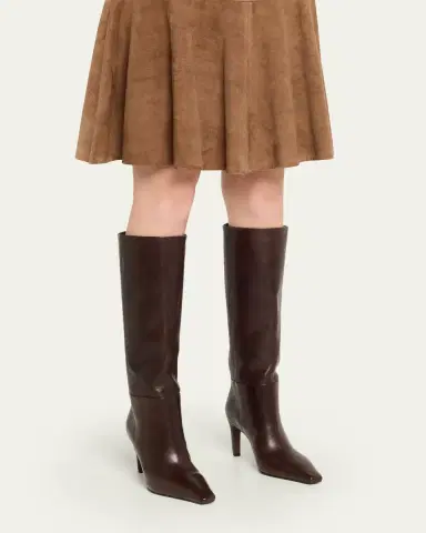 Brunello Cucinelli 80mm Leather Knee-High Boots with Monili Heel | Thumbnail 2 Brunello Cucinelli 80mm Leather Knee-High Boots with Monili Heel | Thumbnail 2