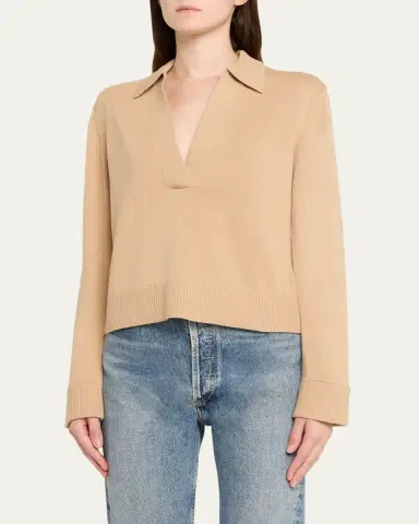 SIMKHAI Cashmere-Cotton Polo Sweater | Thumbnail 4 SIMKHAI Cashmere-Cotton Polo Sweater | Thumbnail 4