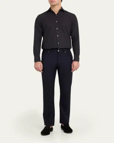 Zegna Men's Cotton and Cashmere Check Button-Down Shirt | Thumbnail 6 Zegna Men's Cotton and Cashmere Check Button-Down Shirt | Thumbnail 6