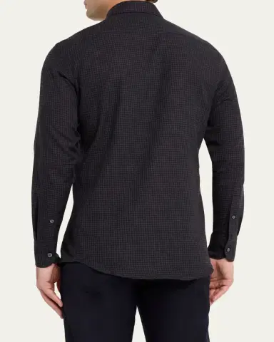 Zegna Men's Cotton and Cashmere Check Button-Down Shirt | Thumbnail 7 Zegna Men's Cotton and Cashmere Check Button-Down Shirt | Thumbnail 7