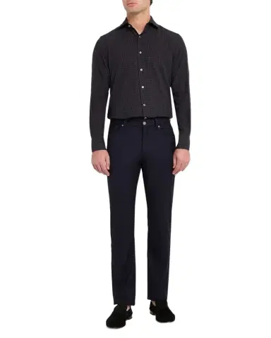 Zegna Men's Cotton and Cashmere Check Button-Down Shirt | Thumbnail 1 Zegna Men's Cotton and Cashmere Check Button-Down Shirt | Thumbnail 1