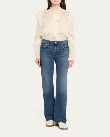 LoveShackFancy Farah Chiffon Lace Blouse | Thumbnail 2 LoveShackFancy Farah Chiffon Lace Blouse | Thumbnail 2