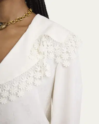 Chloé Floral-Trim Printed Silk Blouse | Thumbnail 5 Chloé Floral-Trim Printed Silk Blouse | Thumbnail 5