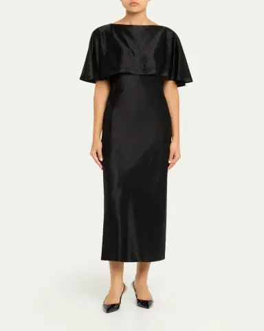 Jason Wu Collection Washed Twill Cape-Sleeve Midi Dress | Thumbnail 2 Jason Wu Collection Washed Twill Cape-Sleeve Midi Dress | Thumbnail 2