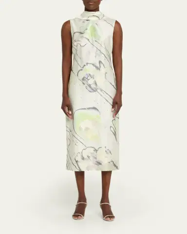 Jason Wu Collection Sleeveless Watercolor Bias-Cut Scarf Midi Dress | Thumbnail 2 Jason Wu Collection Sleeveless Watercolor Bias-Cut Scarf Midi Dress | Thumbnail 2
