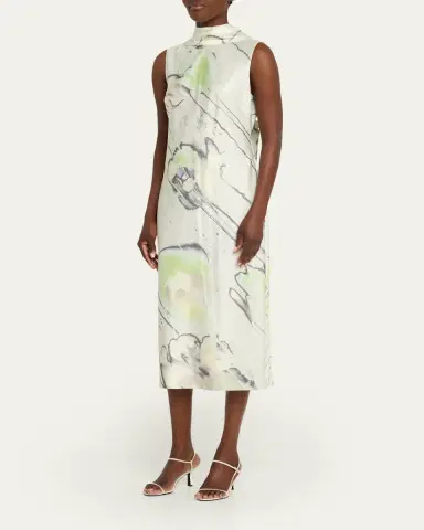 Jason Wu Collection Sleeveless Watercolor Bias-Cut Scarf Midi Dress | Thumbnail 4 Jason Wu Collection Sleeveless Watercolor Bias-Cut Scarf Midi Dress | Thumbnail 4