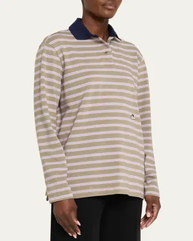 HOMMEGIRLS x Fruit Of The Loom Striped Long-Sleeve Polo Shirt | Thumbnail 4 HOMMEGIRLS x Fruit Of The Loom Striped Long-Sleeve Polo Shirt | Thumbnail 4