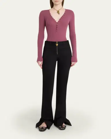 Chloé Ribbed Wool Henley | Thumbnail 2 Chloé Ribbed Wool Henley | Thumbnail 2