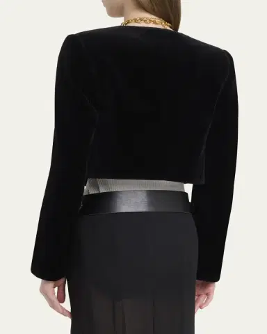 Chloé Velvet Cropped Top Coat | Thumbnail 3 Chloé Velvet Cropped Top Coat | Thumbnail 3