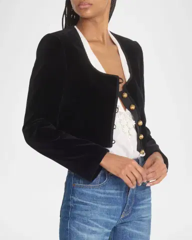 Chloé Velvet Cropped Top Coat | Thumbnail 8 Chloé Velvet Cropped Top Coat | Thumbnail 8