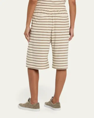 Brunello Cucinelli Metallic Striped Towelling Bermuda Shorts | Thumbnail 3 Brunello Cucinelli Metallic Striped Towelling Bermuda Shorts | Thumbnail 3