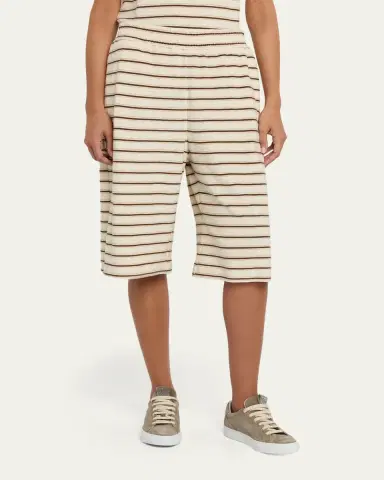 Brunello Cucinelli Metallic Striped Towelling Bermuda Shorts | Thumbnail 4 Brunello Cucinelli Metallic Striped Towelling Bermuda Shorts | Thumbnail 4