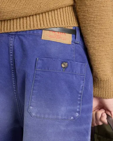 Prada Men's Vintage-Treated Twill Relaxed Fit Five-Pocket Pants | Thumbnail 2 Prada Men's Vintage-Treated Twill Relaxed Fit Five-Pocket Pants | Thumbnail 2