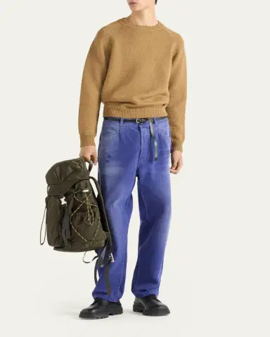 Prada Men's Vintage-Treated Twill Relaxed Fit Five-Pocket Pants | Thumbnail 5 Prada Men's Vintage-Treated Twill Relaxed Fit Five-Pocket Pants | Thumbnail 5