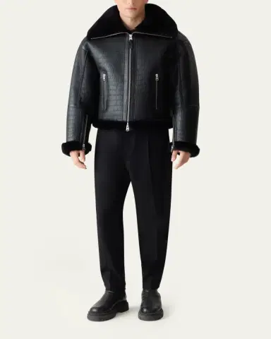 Mackage Men's Memphis Croc-Effect Oversized Shearling Jacket | Thumbnail 2 Mackage Men's Memphis Croc-Effect Oversized Shearling Jacket | Thumbnail 2