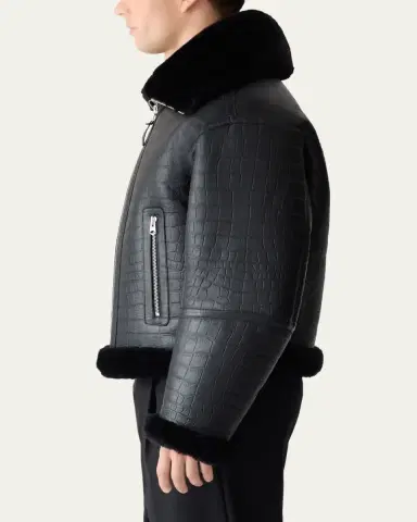 Mackage Men's Memphis Croc-Effect Oversized Shearling Jacket | Thumbnail 4 Mackage Men's Memphis Croc-Effect Oversized Shearling Jacket | Thumbnail 4